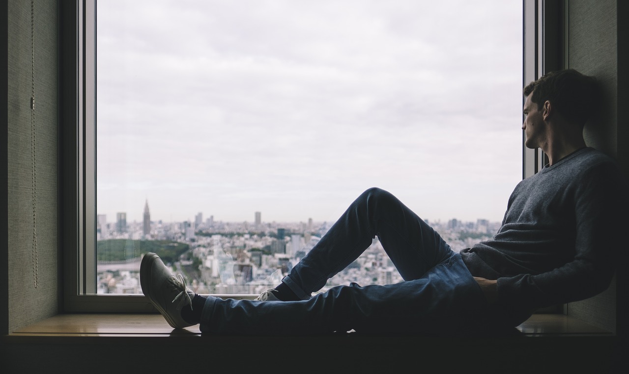 by the window